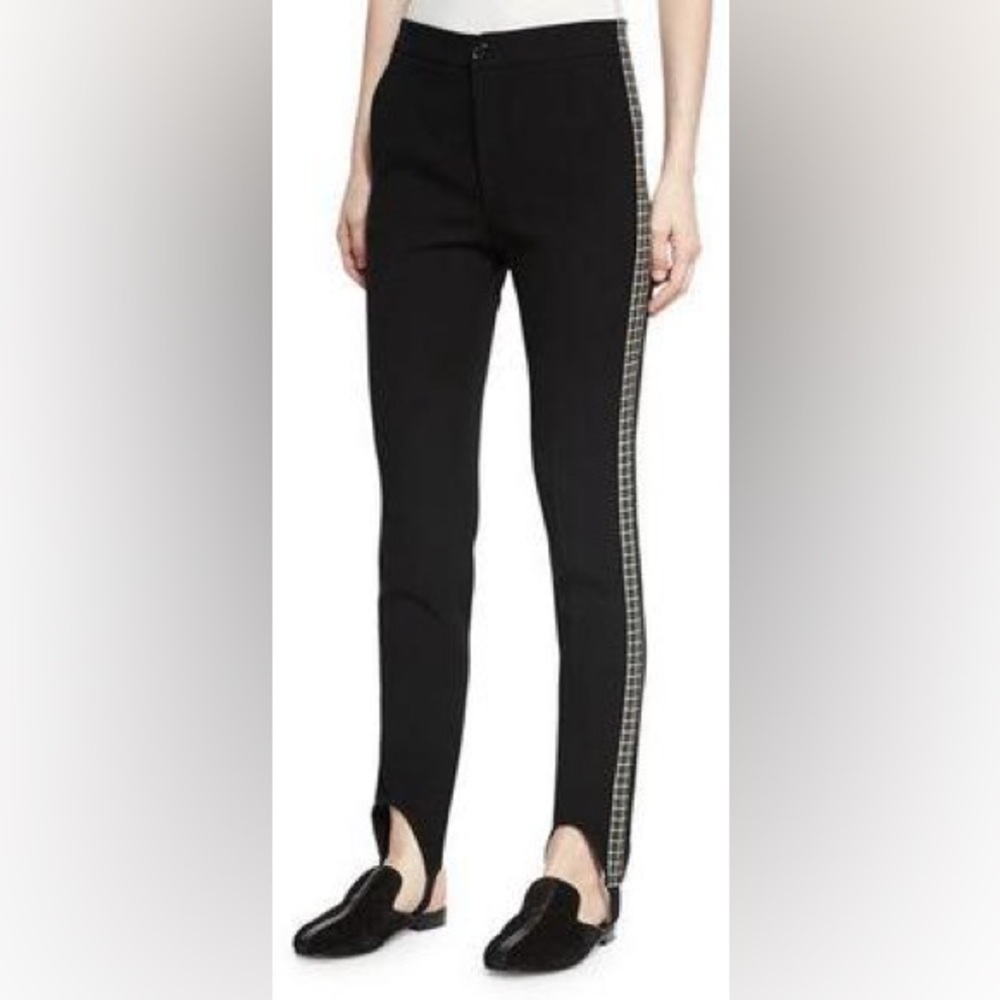 Helmut Lang Black Stirrup Leggings Tweed Wool Side Inserts Pockets - Sz 10